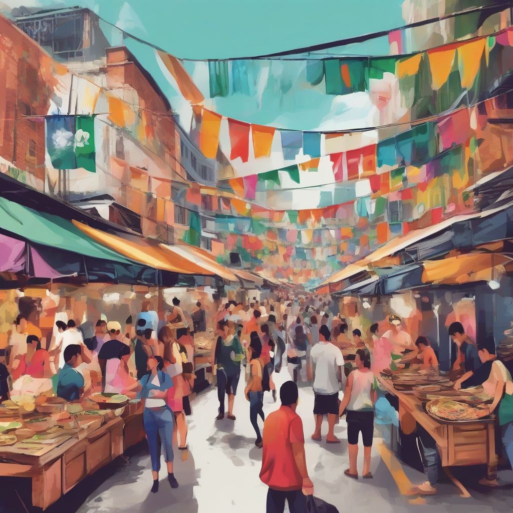 Colorful Street Food Market